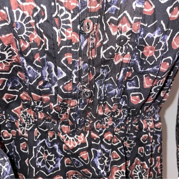 Walter Baker Dress mini ruffle multicolor cotton brown black geometric small - Picture 3 of 9